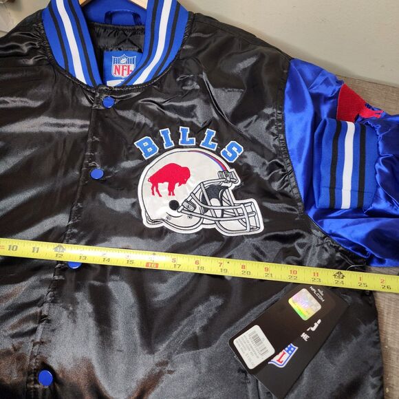 Buffalo Bills Jacket Satin Bomber Coat NFL Team Varsity Button NFL Mens XL - Picture 11 of 12